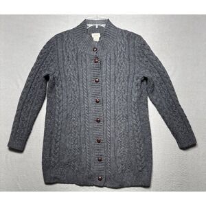 VTG LL Bean Wool Cardigan Sweater Womens XL Chunky Cable Knit Fisherman Ireland